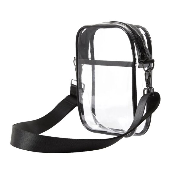 32 Degrees Unisex Women Men Crossbody CLEAR Bag with BLACK Straps - Picture 1 of 4
